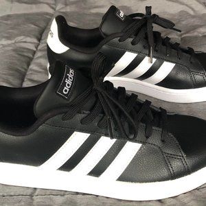 Mens Adidas Grand Court Black Tennis Shoes